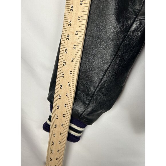 VTG Anaheim Mighty Ducks DeLong 90s Mens LARGE Wool Jacket Snap Button Purple - Picture 4 of 16